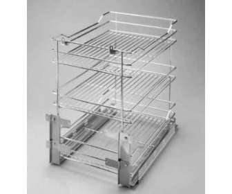 Kosz cargo mini 300 trzypoziomowy PRESTIGE, mocowanie dolne, P22 srebrny, NOMET W-2312B-300.P22