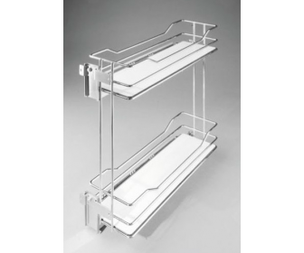 Kosz cargo mini 150 dwupoziomowy PRESTIGE, pełne dno, prawy, P22 srebrny, NOMET W-2313C-150P.P22