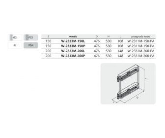 Kosz cargo 200 dwupoziomowy STANDARD PRO, mocowanie boczne, lewy, P68 antracyt, NOMET W-2333M-200L.P68