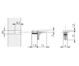 K-LINE wspornik 5mm półki szklanej z silikonową podkładką 100szt