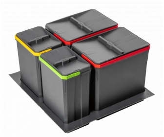 Pojemniki do segregacji AxiSpace, do szerokości szuflady 700mm, 2X15L, 2X7L