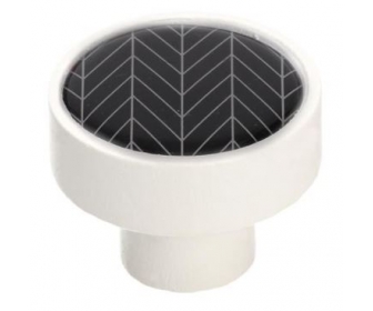 Gałka meblowa GD08-R41-F36-V18 biała z motywem biała jodełka