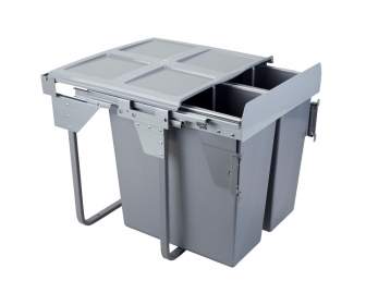 SEGREGATOR NA ODPADY PODWÓJNY Z DOCIĄGIEM (2x34l) H-540 z moc.frontu do szafki 60