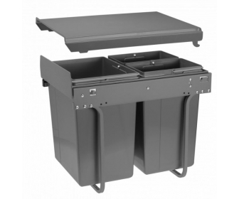 Segregator do śmieci na prowadnicy H45 do szafki 400mm 20l +2x10l antracytowy
