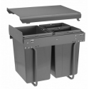 Segregator do śmieci na prowadnicy H45 do szafki 400mm 20l +2x10l antracytowy