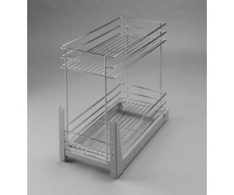 Kosz cargo mini 300 dwupoziomowy STANDARD, mocowanie dolne, P22 srebrny, NOMET W-2311M-300.P22