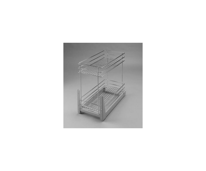 Kosz cargo mini 300 dwupoziomowy STANDARD, mocowanie dolne, P22 srebrny, NOMET W-2311M-300.P22