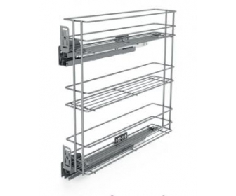 Kosz cargo 200 trzypoziomowy STANDARD PRO, mocowanie boczne, lewy, P22 srebrny, NOMET W-2334M-200L.P22