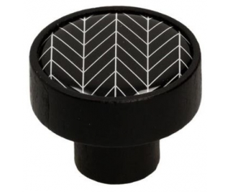 Gałka meblowa GD08-R31-F36-V18 czarna z motywem czarna kratka