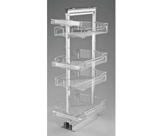 Kosz cargo midi 300 4 półki ECONOMIC, 1210-1410, pełne dno, miękki domyk, P22 srebrny, NOMET W-7000-300.P22