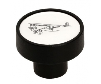 Gałka meblowa GD08-R31-F36-V33 czarna z motywem samolot