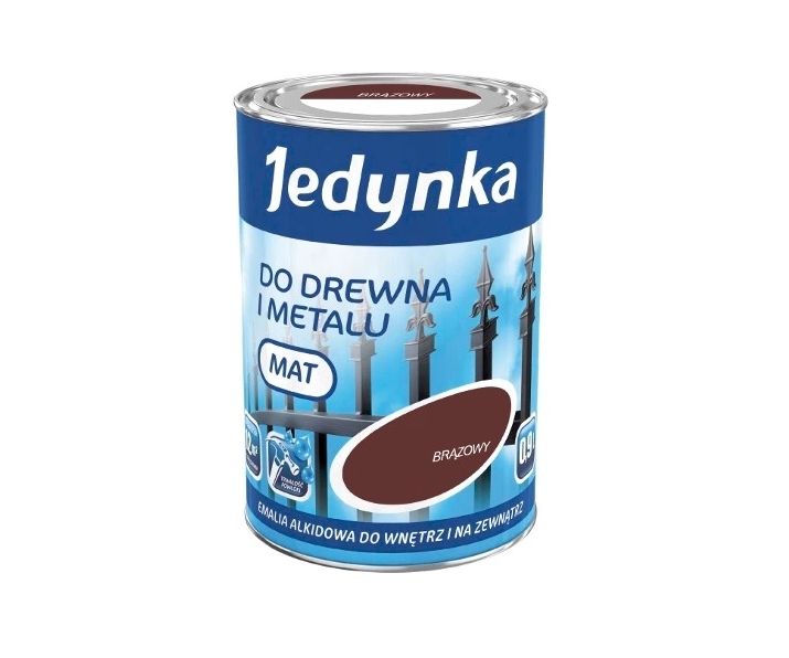 Farba Jedynka do drewna i metalu Brązowy Mat 0,9L