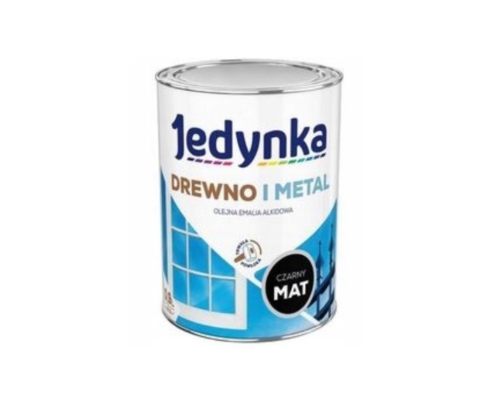 Farba Jedynka do drewna i metalu Czarny Mat 0,9l