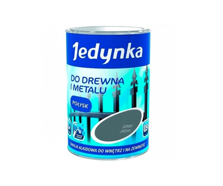 Farba Jedynka do drewna i metalu Szary Połysk 0,9L