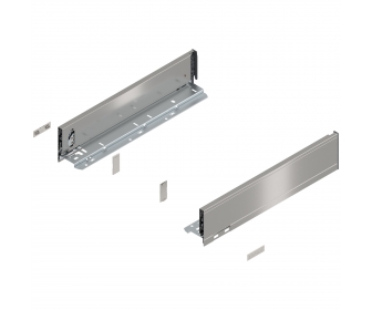 Bok szuflady LEGRABOX, wys. M (90,5 mm), dł. 400 mm, lewy/prawy, inox-szczotk.-lakier.