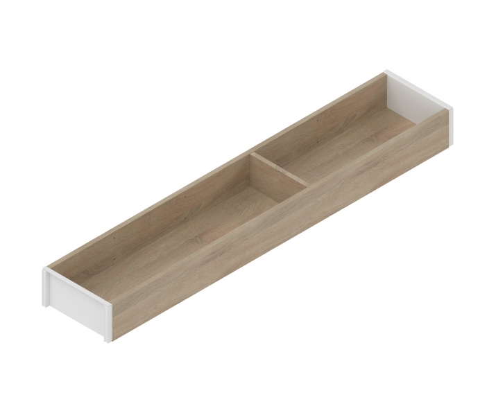 AMBIA-LINE  ramki do szuflady standardowej LEGRABOX, w opcji drewnopodobnej, dł. 550 mm, szerokość 100 mm, Dąb Bard./jedwab.bia