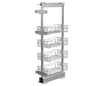 Kosz cargo midi 400 4 półki ECONOMIC, 1210-1410, pełne dno, miękki domyk, G2 chrom, NOMET W-7000-400.P22