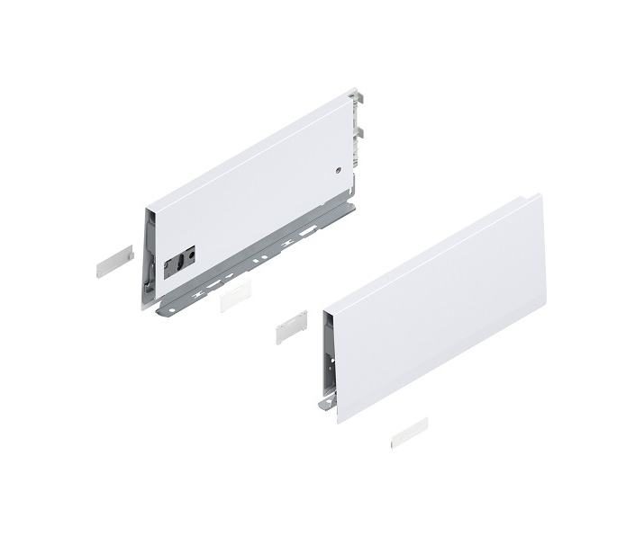 Bok MERIVOBOX, wysokość K (129 mm), dł. 300 mm, lewy/prawy+jedwabiście     biały mat*P/U: 1/5