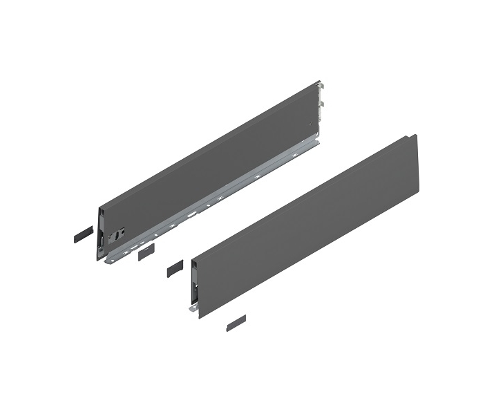 Bok MERIVOBOX, wysokość K (129 mm), dł. 600 mm, lewy/prawy+antracyt     mat*P/U: 1/3