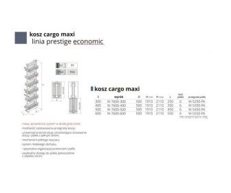Kosz cargo maxi 300 ECONOMIC, 6 półek, G2 chrom, NOMET W-7600-300.G2