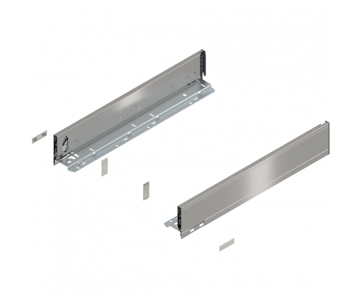 Bok szuflady LEGRABOX, wys. M (90,5 mm), dł. 500 mm, lewy/prawy, inox-szczotk.-lakier.