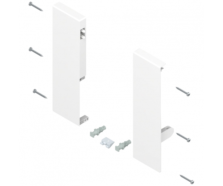 Mocowanie frontu TANDEMBOX antaro, wys. D, biała, do szuflady wew z pojedynczym relingiem, lewe/prawe