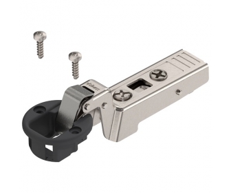 Zawias wpuszczany do drzwi szklanych CRISTALLO CLIP TOP 94°, na wkręty, czarny, BLUM 75T4300