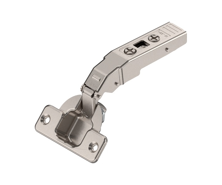 CLIP top zawias kątowy 45° III, max. nakładany, bez sprężyny, puszka: na wkręty, niklowany