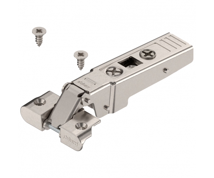 Zawias nakładany do ram aluminiowych CLIP TOP 95°, bez sprężyny, na wkręty, niklowany, BLUM 70T950A