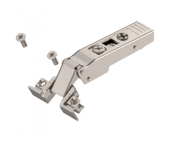 Zawias nakładany do ram aluminiowych CLIP TOP 120°, bez sprężyny, na wkręty, niklowany, BLUM 72T550A