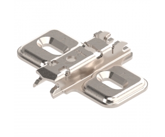 CLIP prowadnik, krzyżakowy, 0 mm, Stal, Wkręty, RW: otwór podłużny, niklowany