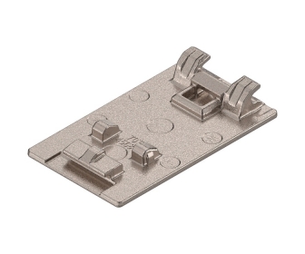 płytka montażowa puszki CRISTALLO, na klej, prostokątna, do lustra, specjalnie niklowana
