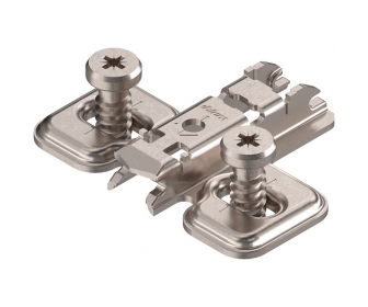 CLIP prowadnik, krzyżakowy (28/32 mm), 0 mm, Stal, zamontowane wkręty, RW: otwór podłużny, niklowany