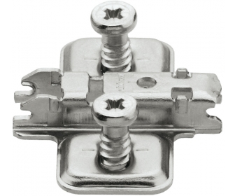 CLIP prowadnik, krzyżakowy, 0 mm, Stal, zamontowane wkręty, RW: otwór podłużny, niklowany