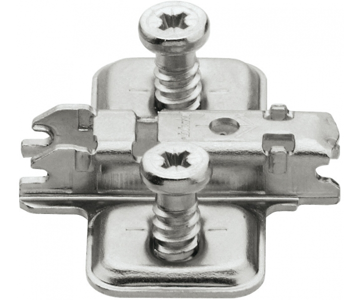 CLIP prowadnik, krzyżakowy, 0 mm, Stal, zamontowane wkręty, RW: otwór podłużny, niklowany