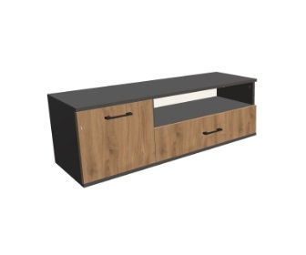 Szafka RTV podwieszana: drzwi + szuflada + górna przestrzeń