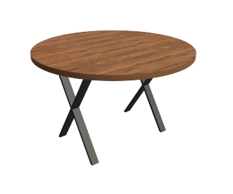 Stół okrągły na nogach w kształcie litery X