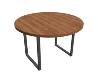 Stół okrągły na nogach prostokątnych