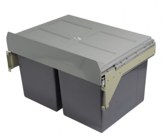 AMIX JC656M Kosz na śmieci 2x27L- 60cm, szary (mocowanie frontu)