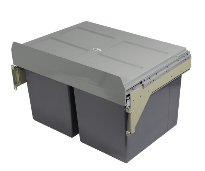 AMIX JC656M Kosz na śmieci 2x27L- 60cm, szary (mocowanie frontu)