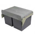 AMIX JC656M Kosz na śmieci 2x27L- 60cm, szary (mocowanie frontu)