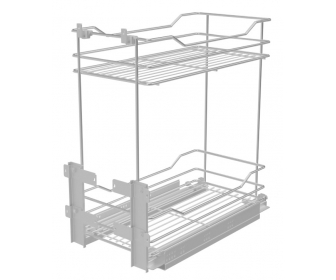 Kosz cargo mini 600 dwupoziomowy PRESTIGE, mocowanie dolne, P22 srebrny, NOMET W-2311B-600.P22