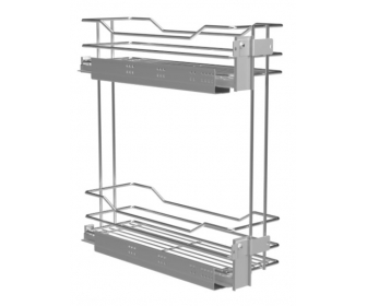 Kosz cargo 150 dwupoziomowy PRESTIGE, mocowanie boczne, lewy, P22 srebrny, NOMET W-2313B-150L.P22