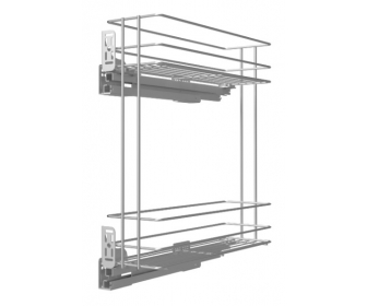 Kosz cargo 200 dwupoziomowy STANDARD PRO, mocowanie boczne, lewy, P22 srebrny, NOMET W-2333M-200L.P22