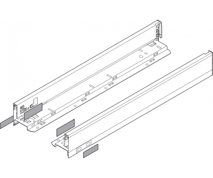 Bok szuflady LEGRABOX, wysokość N (66.5 mm), dł. 550 mm, lewy/prawy, inox-szczotk.-lakier.