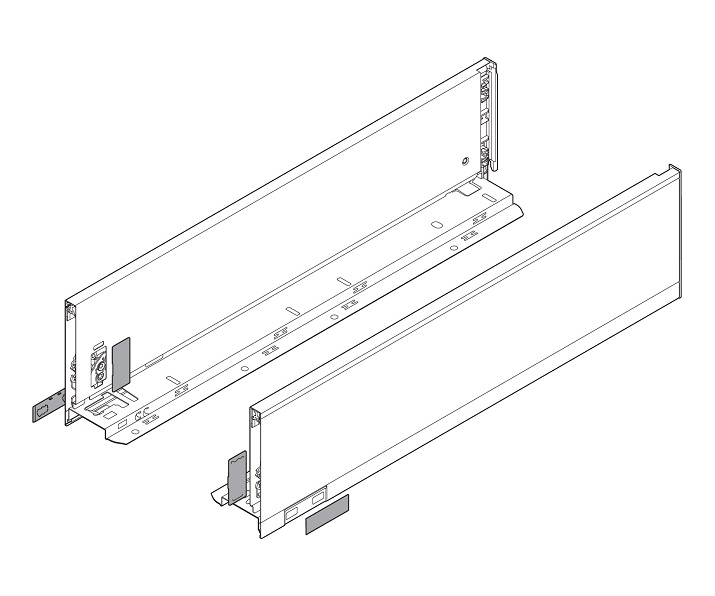Bok szuflady LEGRABOX, wysokość K (128.5 mm), dł. 600 mm, lewy/prawy, inox-szczotk.-lakier.