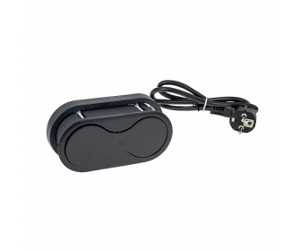 DESIGN LIGHT EIGHTBOX gniazdo meblowe z obrotową przesłoną: 2xgniazdo FR, przewód 1m, czarny