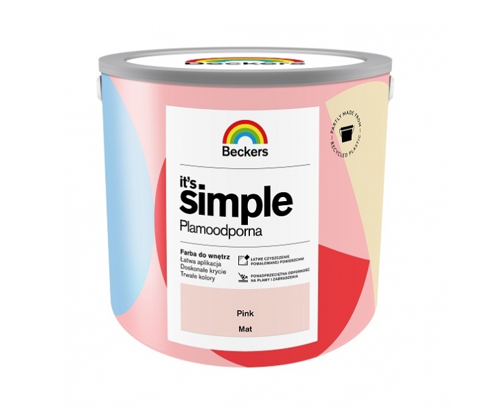 BECKERS IT S SIMPLE PINK 2,5L plamoodporna różowa farba do ścian i sufitów