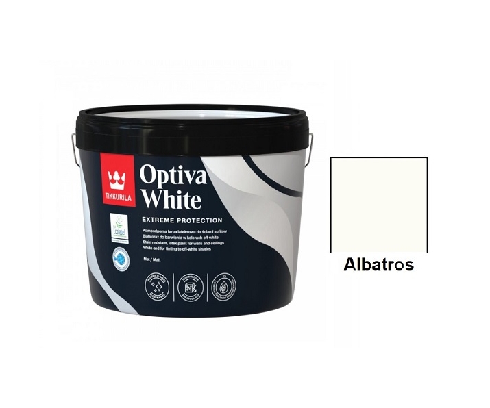 Tikkurila Optiva White 9L, kolor Albatros