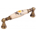 ARTE 15141P0962B.09 Uchwyt ceramiczny FLORA 110x19 96mm stary mosiądz/krem kwiatek